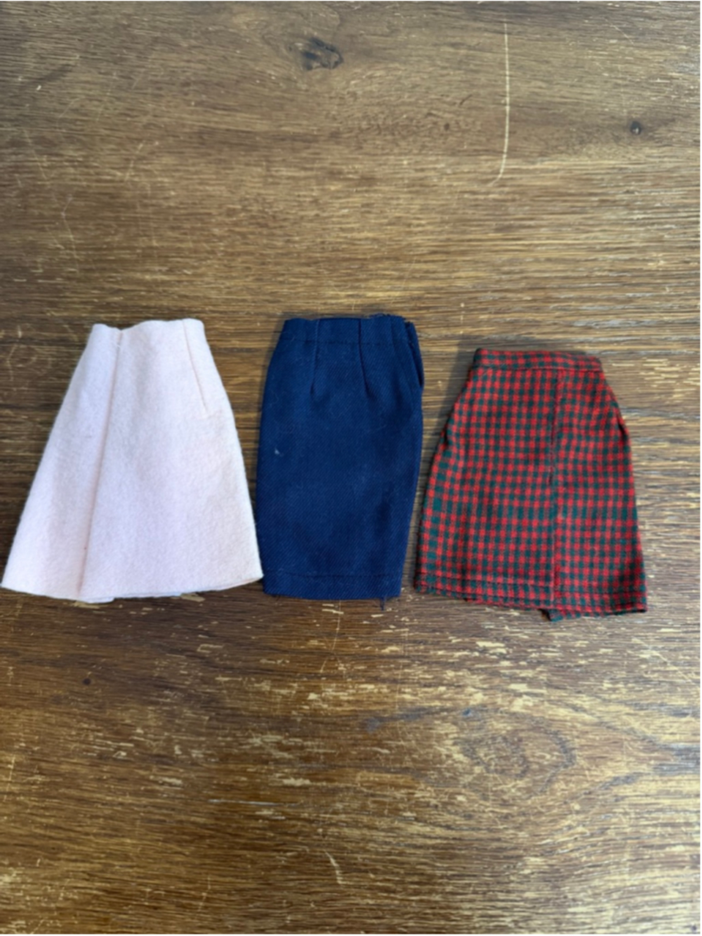 Vintage Barbie Doll Skirts Lot 3 Original 1960s Mattel Pink Felt Navy Plaid Meta